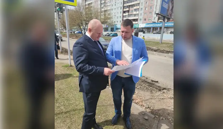 Мэр Владислав Логинов проверил ремонт улицы Весны в Красноярске