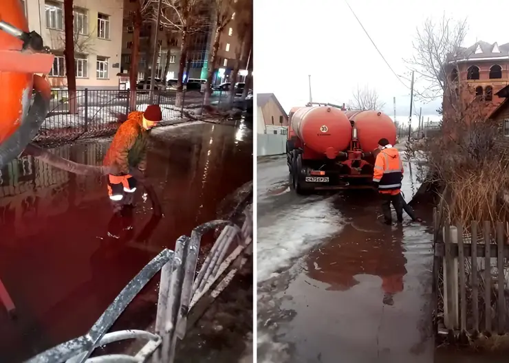 В Красноярске за ночь с дорог откачали 930 кубометров воды