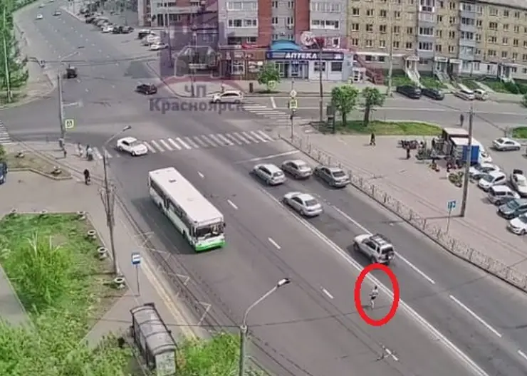 В Красноярске мужчина бегал по проезжей части